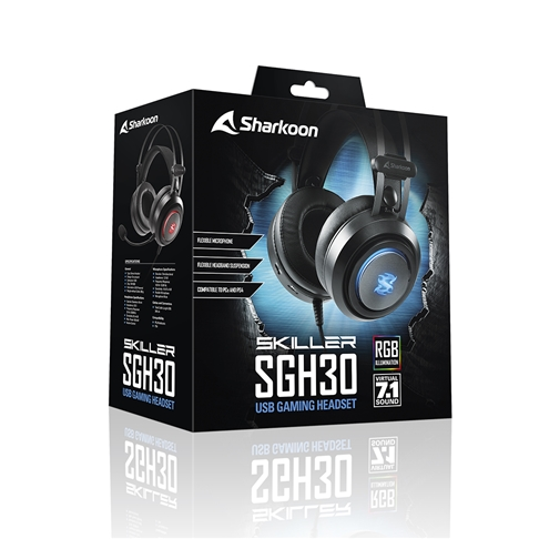 SHARKOON-CUFFIE-SGH30-STEREO-GAMING-HEADSET,-USB-SOUND-CARD,-VIRTUAL-SOUND-7.1,-RGB